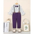 thumbnail image 3 of ZOEREA Toddler Baby Boy Suit Clothes Gentleman Wedding Outfits Long Sleeve Dress Shirt + Suspender Pants + Bowtie 1-5T, 3 of 7