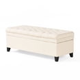 thumbnail image 5 of Storage Ottoman 50 Inches Upholstered Fabric Bench, Storage Bench for Bedroom with Button, Bed Benches for Foot of Bed for Living Room Bedroom Indoor (Beige), 5 of 8
