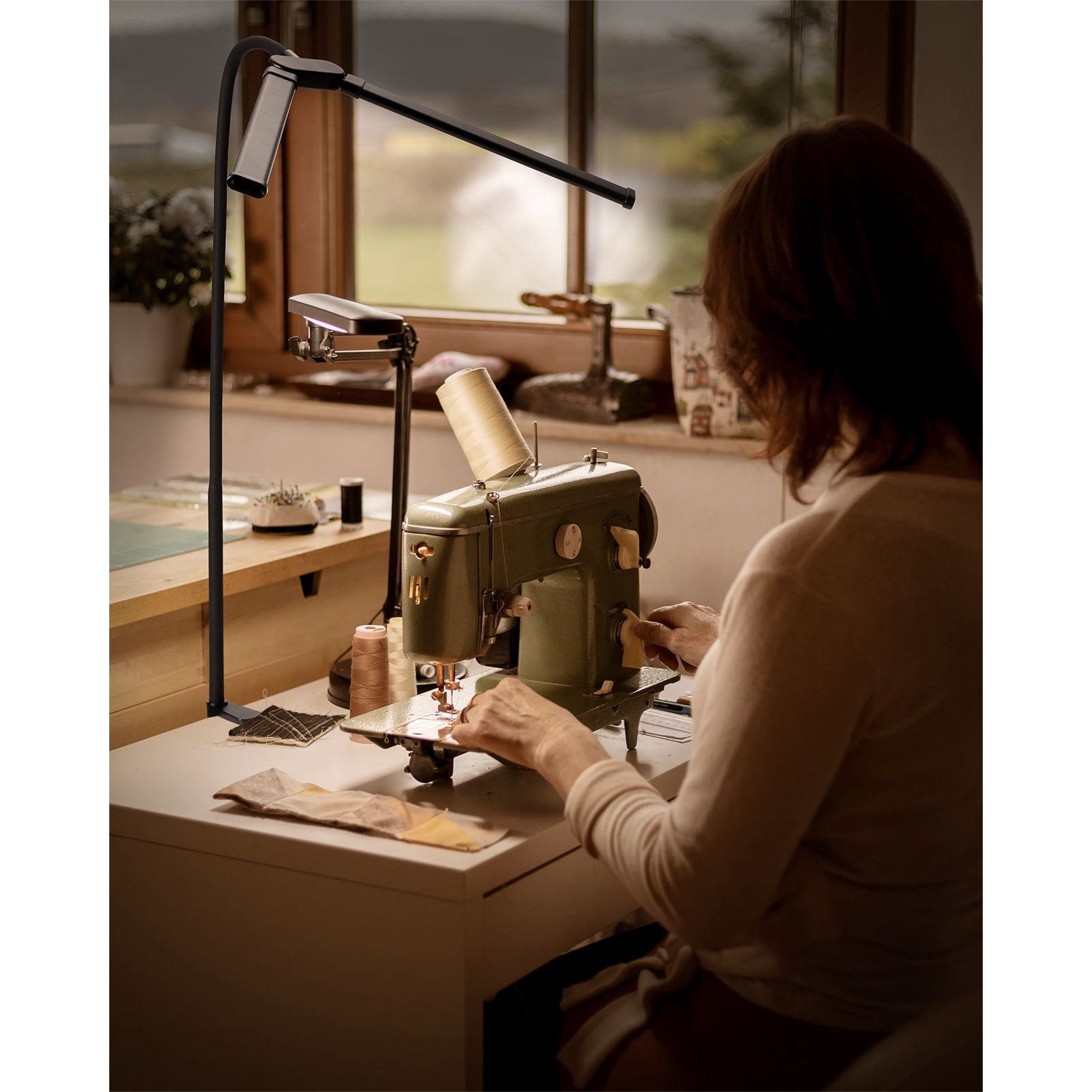 Dranite 2 Head Clamp-On LED Desk Lamp, 360° Adjustable Gooseneck for Study & Workspace