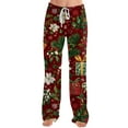 thumbnail image 5 of Fabrcox Christmas Graphic Pajama Pants Women Loose Fit Christmas Snowman Printed Drawstring Lightweight Women Loungewear Wine XXL, 5 of 6