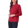 thumbnail image 4 of INSPIRE CHIC Women's Pleated Mock Neck Pearl Decor Elegant Work Blouse Top L Burgundy, 4 of 5