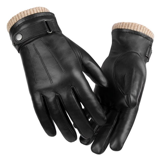 Guantes térmicos de piel de oveja de invierno, guantes de cuero para conducir a prueba de viento con forro polar de alta calidad para hombres, caja de regalo, regalo