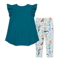thumbnail image 2 of Millie Loves Lily Girls Teal Mermaid Top & Legging Set Size (2T-12), 2 of 5
