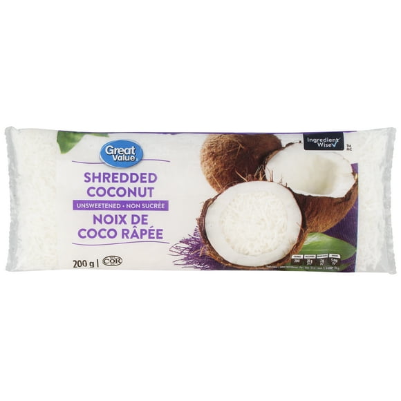 Noix de coco râpée non sucrée Great Value 200&nbsp;g