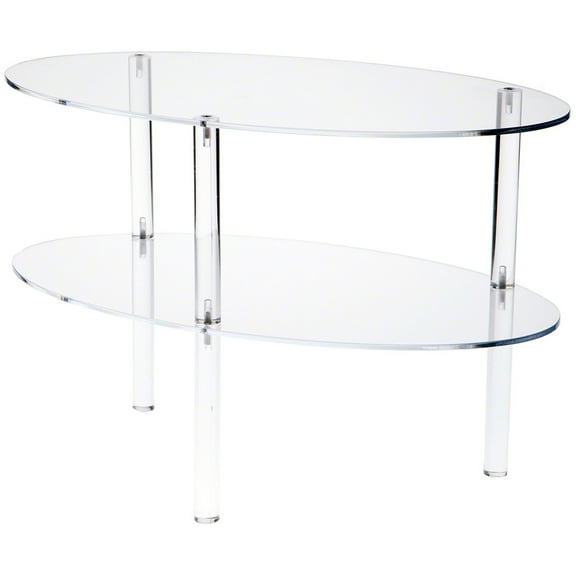 Plymor Clear Acrylic Oval Double Shelf Display, 18" W x 10" D x 12.25" H