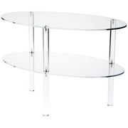 Plymor Clear Acrylic Oval Double Shelf Display, 18" W x 10" D x 12.25" H