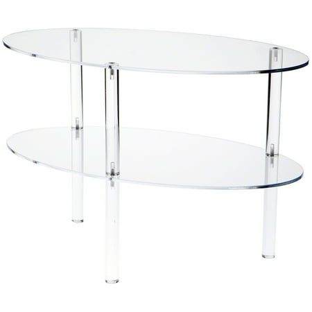 Plymor Clear Acrylic Oval Double Shelf Display, 18" W x 10" D x 12.25" H