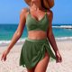 thumbnail image 4 of Conjunto de Bikini de Cintura Alta para las Mujeres Color Sólido Correa sin Espalda de Hombro Traje de Baño, Bloqueo de Color Tanjini de Dos Piezas, 4 of 6