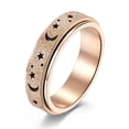 thumbnail image 1 of Anillo giratorio de acero inoxidable con forma de luna y estrella hueca esmerilada, anillo antiestrés de acero de titanio para mujer, joyería, 1 of 6
