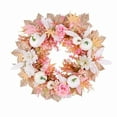 thumbnail image 2 of Miyuadkai Claerance! Artificial White Pumpkin Pink Wreath - 15.7-Inch Fall Front Door Decoration, Perfect for Outdoor, Porch, and Christmas Autumn Festival Decorations, 2 of 8