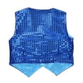 thumbnail image 3 of Miutii Girls' Boys' Glittery Sequined Vest Jacket Hip-Hop Street Dance Waistcoat Performance Blue 150, 3 of 7