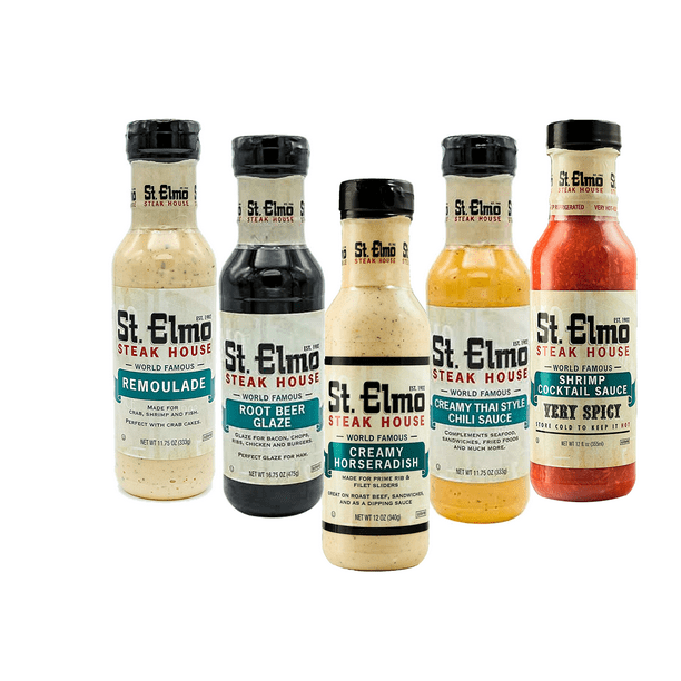 St. Elmo Creamy Horseradish, Root Beer Glaze, Thai Chili Sauce