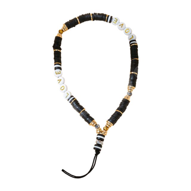 Pulsera ligera y encantadora con cuentas para teléfono Negro
