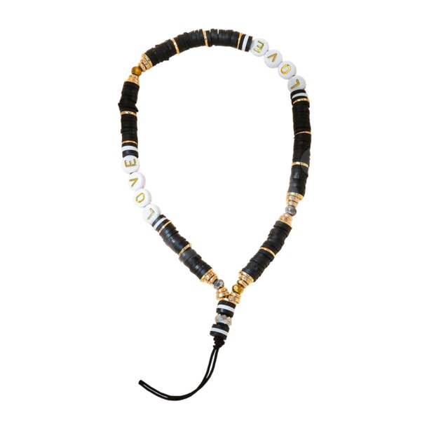 Pulsera ligera y encantadora con cuentas para teléfono Negro