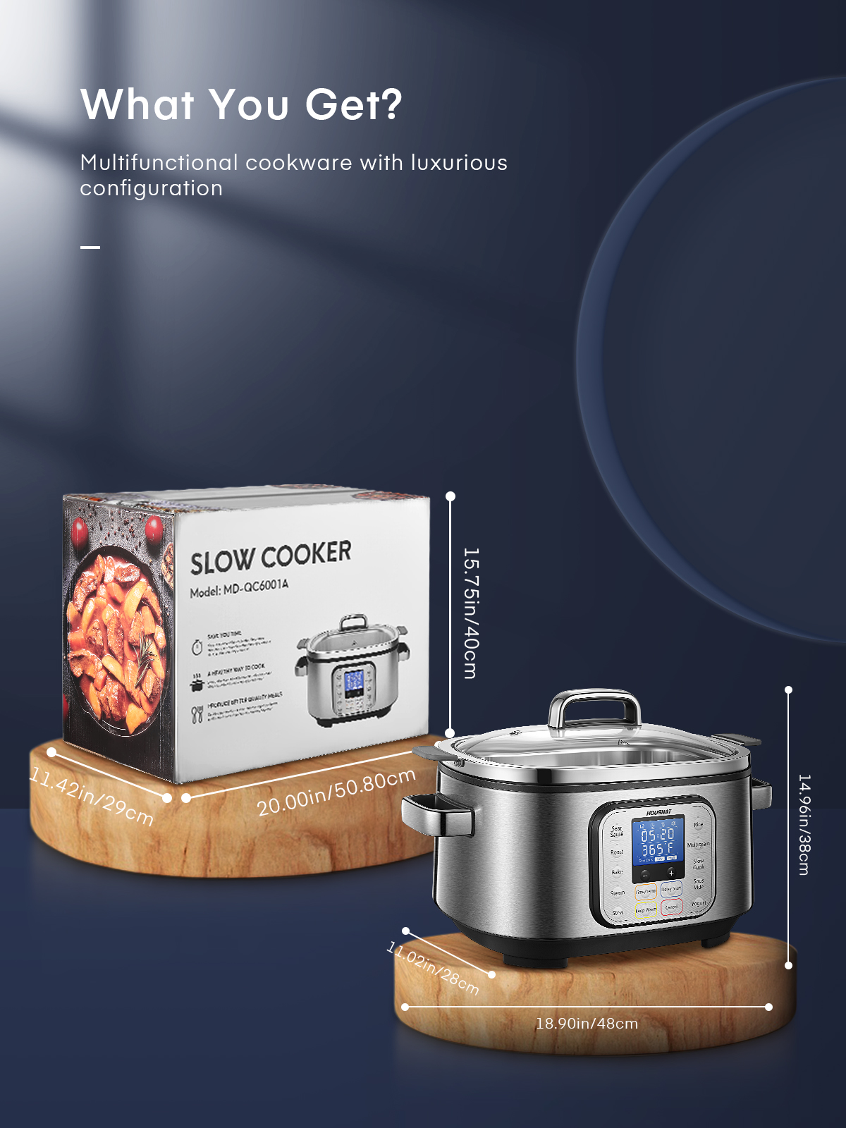 Fohere Oval Programmable Multifunctional 6 Qt Slow Cooker