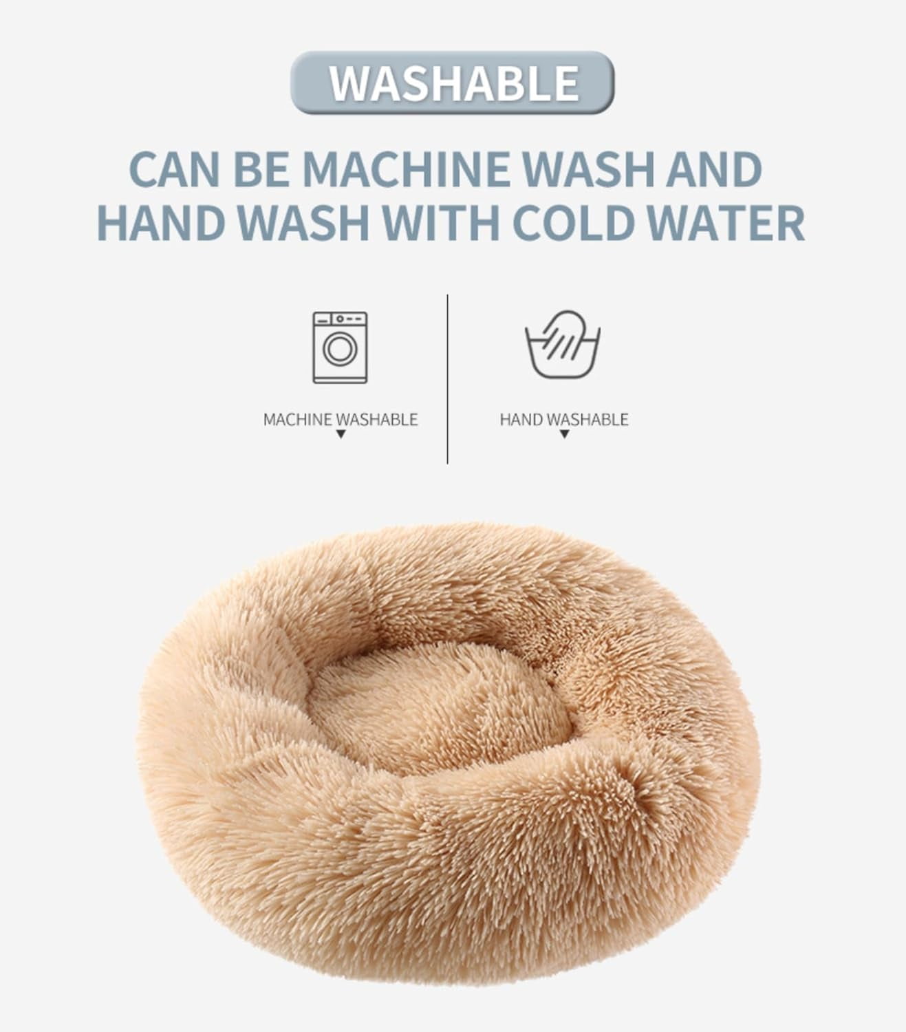 Calming Dog Bed & Cat Bed, Anti-Anxiety Donut Dog Cuddler Bed, Warming Cozy Soft Dog Round Bed, Fluffy Faux Fur Plush Pet Dog Cat Cushion Bed for Small Medium Dogs and Cats (X-Large, Brown)
