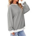 thumbnail image 5 of Fantaslook Color Block Sweatshirts for Women Crewneck Long Sleeve Oversized Pullover Tops Casual Fall Outfits, 5 of 10