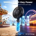 thumbnail image 4 of Lemolifys 6-inch Portable Handheld Fan, 10000mAh Rechargeable Personal Fan up to 40H Runtime, 5-Speed Long-Range Airflow, 6000RPM Brushless Motor for Travel Concerts Lash Makeup, Gifts for Women, 4 of 11