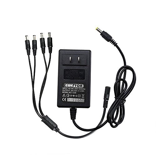 AC 100-240V to DC 12V 2A Power Supply Adapter with 4 Way Splitter Cable for CCTV 