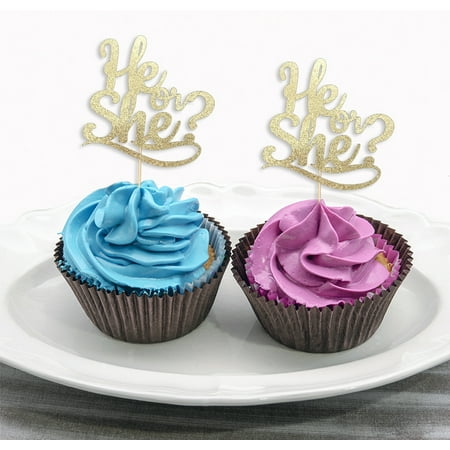 - He or She Cupcake Toppers Gender Reveal Set of 12