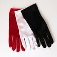 thumbnail image 5 of Ladies Short Sunscreen Satin Satin Glove Dance Performance Gloves Etiquette Gloves Red, 5 of 8