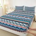 thumbnail image 3 of Manfei Vintage Aztec Adult Full Size Sheets, Blue Orange Bohemian Abstract Bed Sheets, Tribal Western Theme Sheet Sets, Lightweight Room Decor, 4pcs, 3 of 7