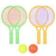 thumbnail image 1 of Juego de 2 raquetas de tenis pequeñas para niños, de plástico, para jardín de infantes y ocio, con 4 pelotas de tenis (amarillas y verdes, colores aleatorios)., 1 of 7