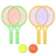 thumbnail image 1 of Juego de 2 raquetas de tenis pequeñas para niños, de plástico, para jardín de infantes y ocio, con 4 pelotas de tenis (amarillas y verdes, colores aleatorios)., 1 of 7
