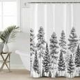 thumbnail image 2 of 72x78 Inch Shower Curtain Grey White Tree Bathroom Decor Waterproof Fabric Bathtub Bath Curtains Decorative Forest Nature Wild Botanical Plant Extra Long Shower Curtain Set with Hooks, 2 of 6
