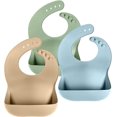 thumbnail image 1 of Juego de baberos de silicona para bebés y niños pequeños Cuddle Campus (juego de 3), 1 of 7