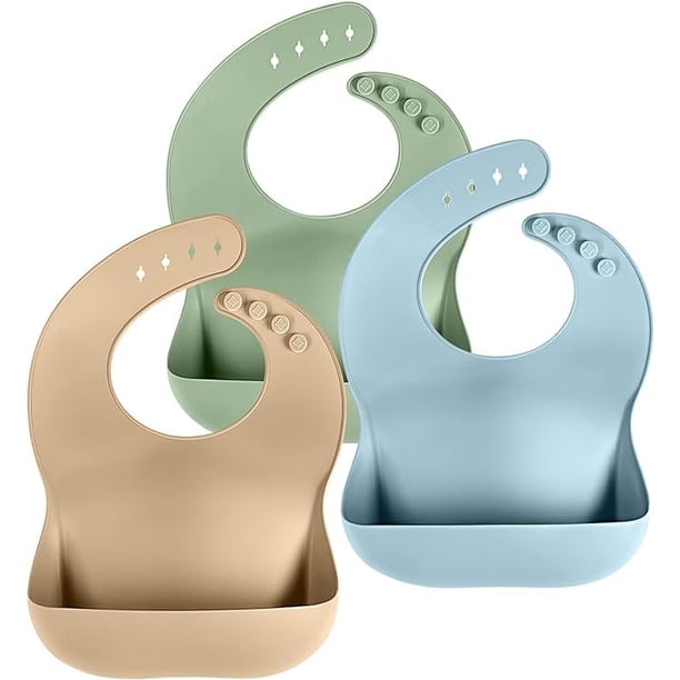 Juego de baberos de silicona para bebés y niños pequeños Cuddle Campus (juego de 3)