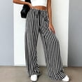 thumbnail image 5 of Bbyeadc Palazzo Pants for Women Drawstring Striped Loose Wide Leg Trousers Casual Pants Comfy Lounge Pants with Pockets,Black (XL), 5 of 6