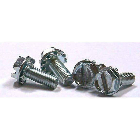10-32 x 1/2" SEMS Screws / External Tooth Washer / Slotted / Hex Washer Head / Steel / Zinc - 5000 Piece Carton