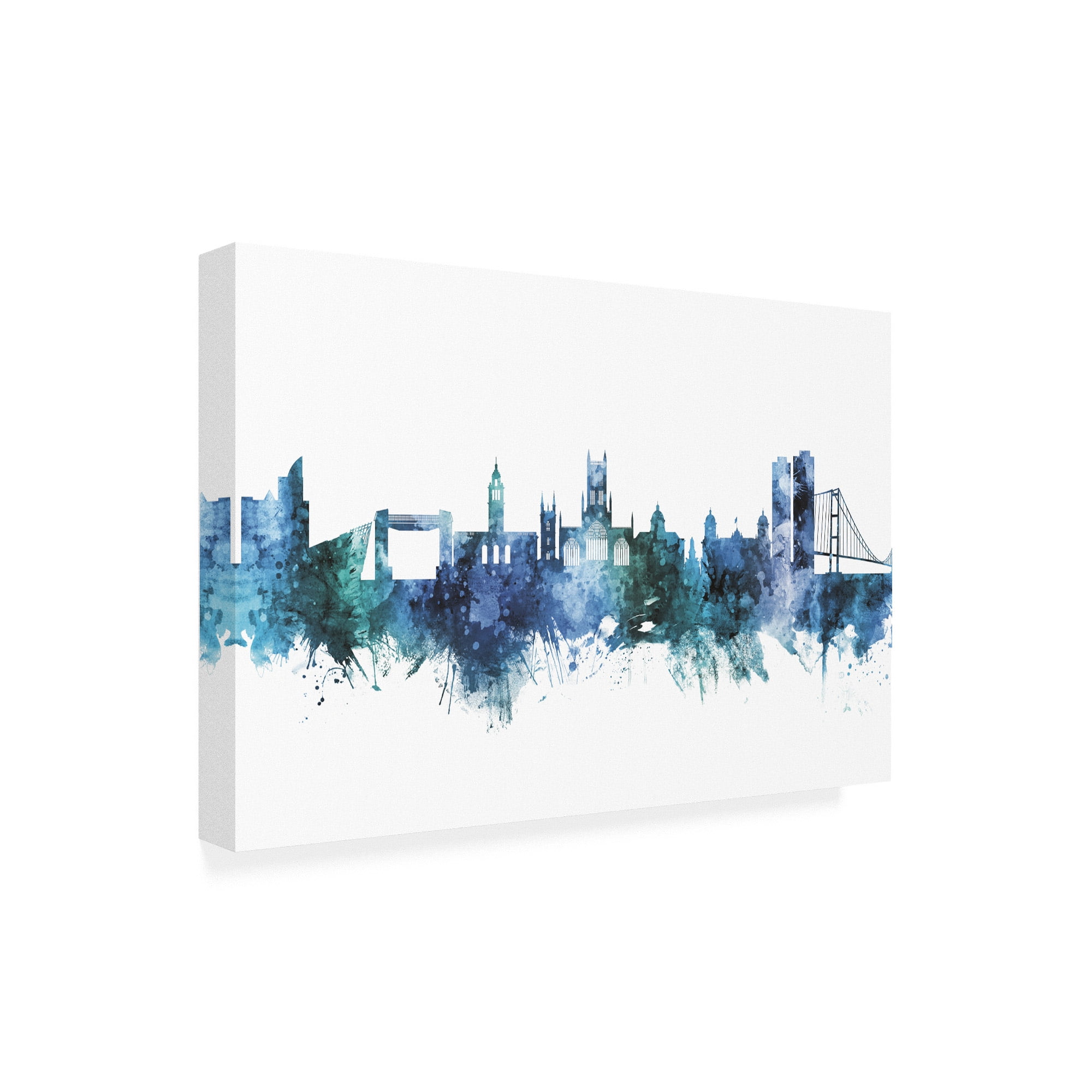 Trademark Fine Art 'Kingston upon Hull England Skyline Blue' Canvas Art by Michael Tompsett