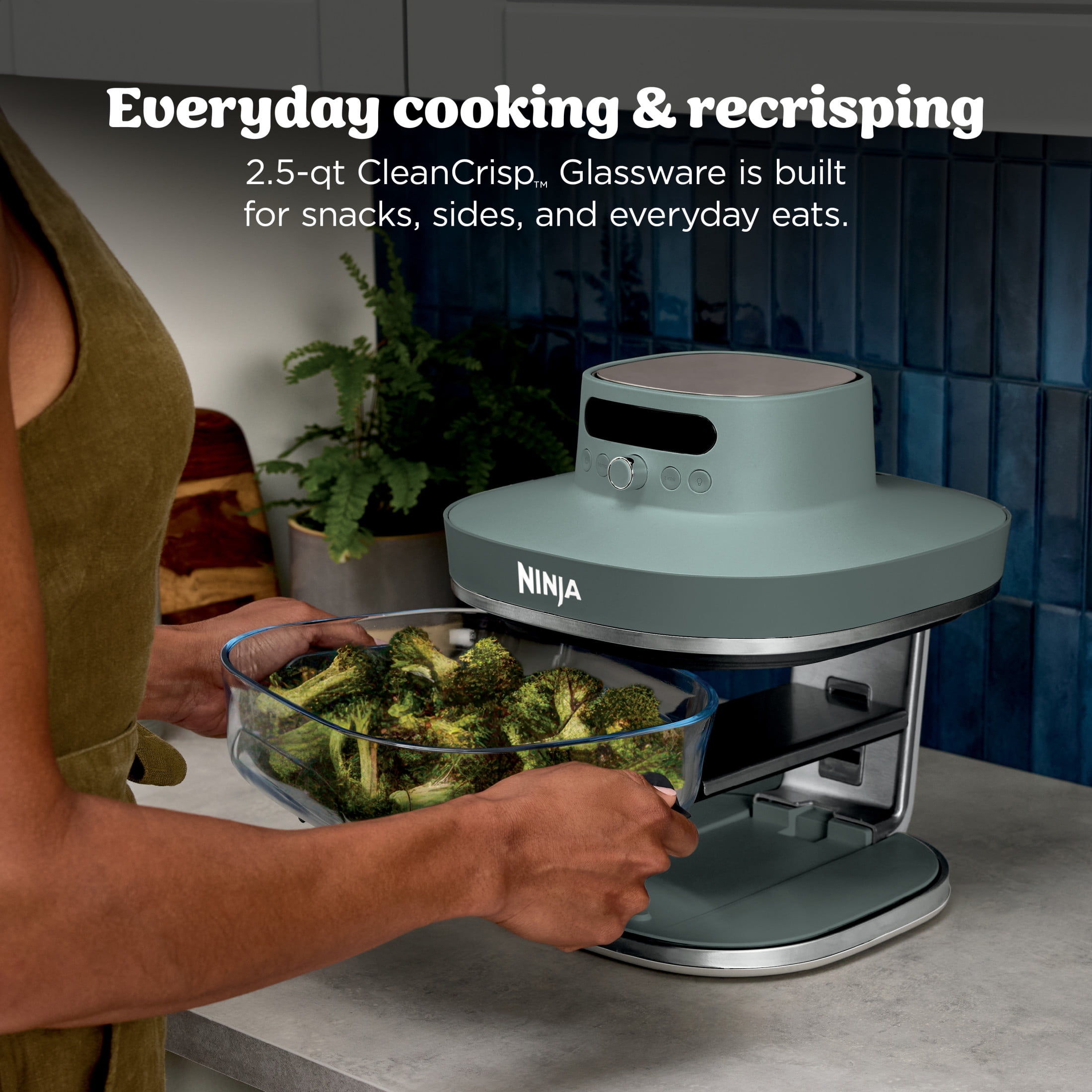 Ninja Crispi Pro Glass Air Fryer 6-Qt & 2.5-Qt, 6-in-1, Air Fry, Bake, Dehydrate, Dishwasher Safe, AS101DG Gray