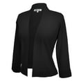 thumbnail image 2 of YEMAK Women's Classic 3/4 Sleeve Open Front Cropped Bolero Cardigan MK3558 (S-XL)-BLK-XL, 2 of 9