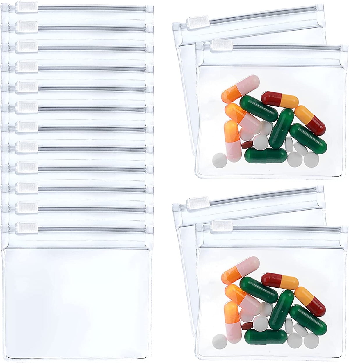 Pill Pouch BagsZippered Pill Pouch Set, Reusable Pill Baggies, Clear