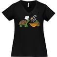 thumbnail image 3 of Inktastic Cute Turtle Chefs Making Soup Women's Plus Size V-Neck T-Shirt, 3 of 5