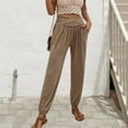 thumbnail image 2 of Ladies Basic Pants Slim Fit Casual Style Elastic Waist Solid Color Sports Outfit, 2 of 7
