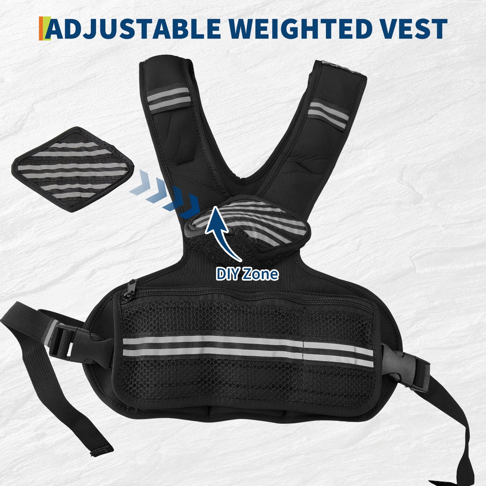 Roromall Adjustable Weight Vest, Men & Women Neoprene Workout Vest for Running, Walking, Gym Training – Reflective Strips & Pockets for Phone/Key
