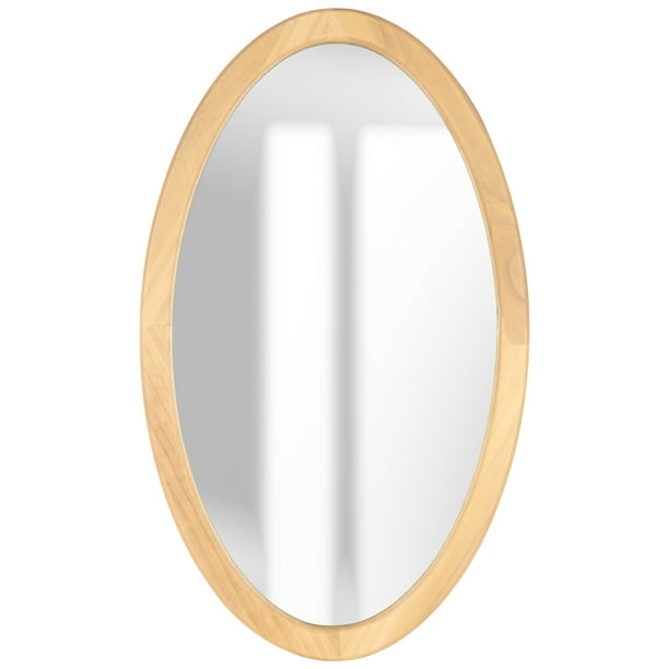 Oval Oak Wood Mirror, 24