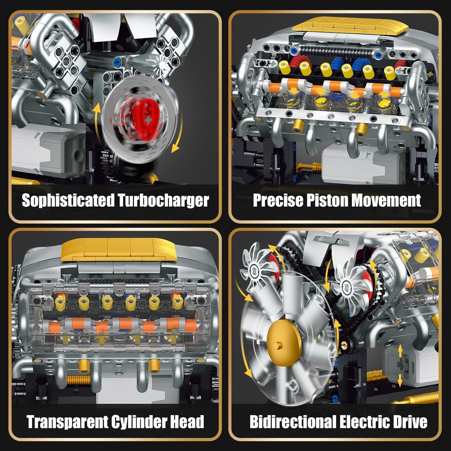 V8 Engine Model Kit that Runs, Build Your Own Mini Visible Car Motor, Physical Science Experiment Building Set for Adults & Teens, STEM Toy (703 PCS)