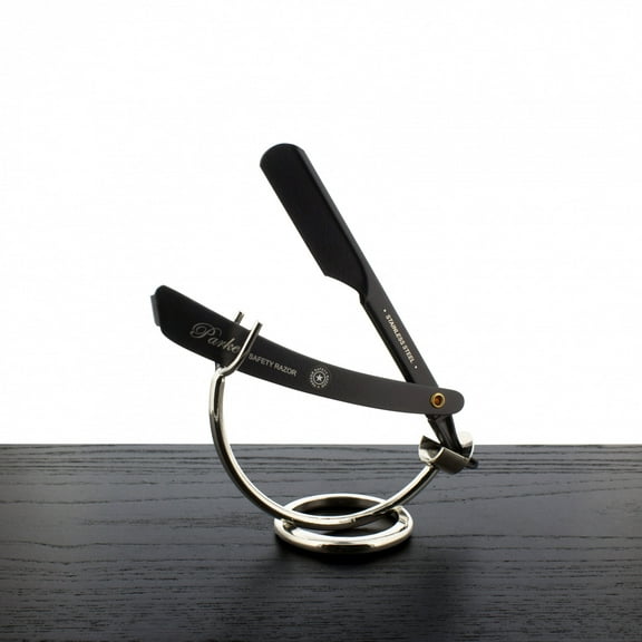 Parker PTABK Stainless Steel Adjustable Straight Razor, Black