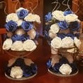 thumbnail image 5 of Artificial Flowers 25pcs Real Looking Royal Blue Foam Fake Roses with Stems for DIY Wedding Bouquets White Bridal Shower Centerpieces Arrangements Mothers Day Party Tables Decorations, 5 of 10