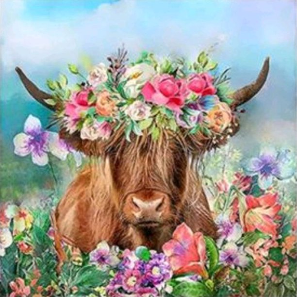La vaca florece el taladro redondo completo del diamante artificial de la pintura para la decoración del sitio Tmvgtek Oficina Multiescena Multifunción