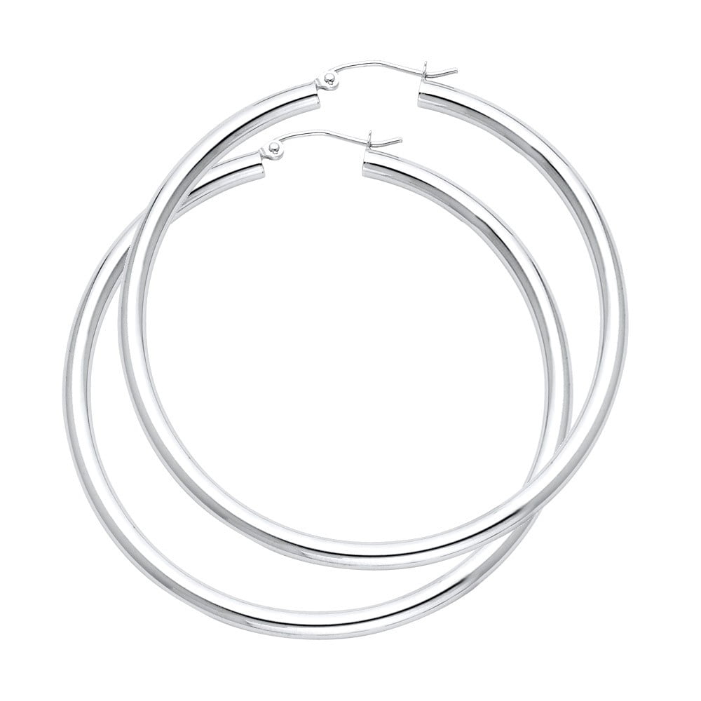 3mm Plain Hoop Earrings Solid Real 14k Yellow or White Gold Oro Aretes Arracadas 