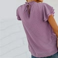 thumbnail image 4 of Frostluinai Womens Chiffon Swiss Dot Shirt Tops Round Neck Short Sleeve Blouse Pom Pom Flowy Top, 4 of 6