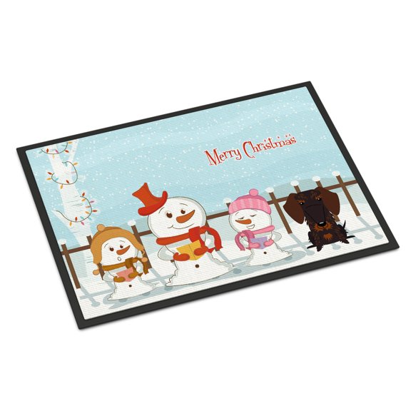 Carolines Treasures Merry Christmas Carolers Wire Haired Dachshund Chocolate Door Mat Indoor Rug or Outdoor Welcome Mat