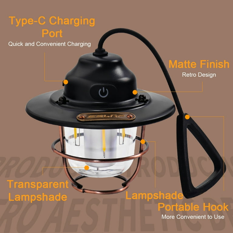 Camping Lantern Vintage Style LED Camping Lamp For Hiking Garden K0M7