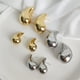thumbnail image 2 of Hoops Vintage Chapado En Oro Chunky Dome Drop Earrings Para Las Mujeres De Acero Inoxidable Brillante Grueso Lágrima Pendientes Dupes Aros Ligeros, 2 of 4